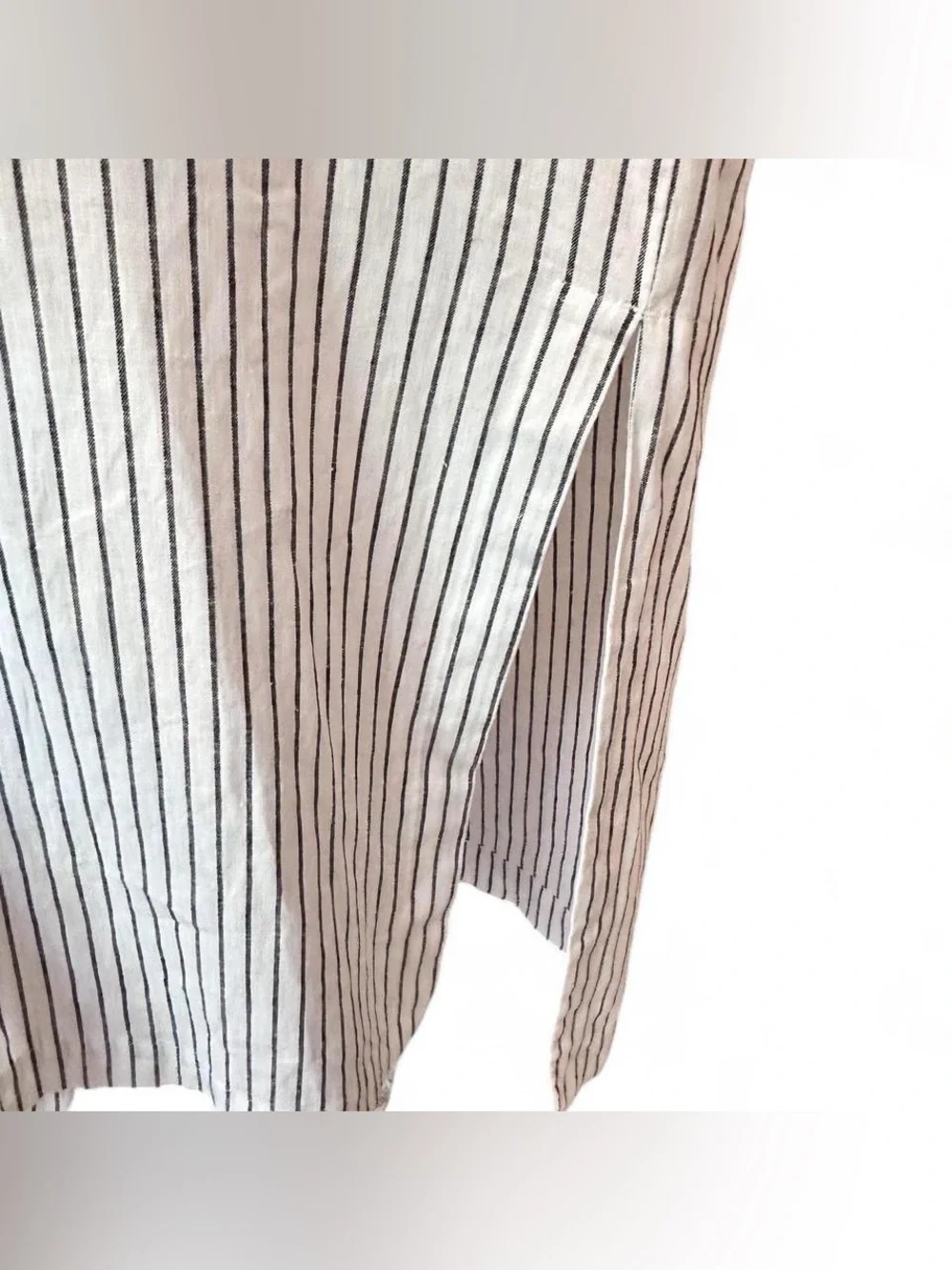 NWT Calia Black & White‎ Striped Button Down Linen Cover-Up Dress MEDIUM